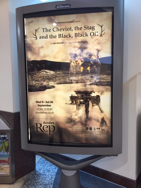 Poster for Dundee Rep's revival of The Cheviot, The Stag and the Black Black Oil