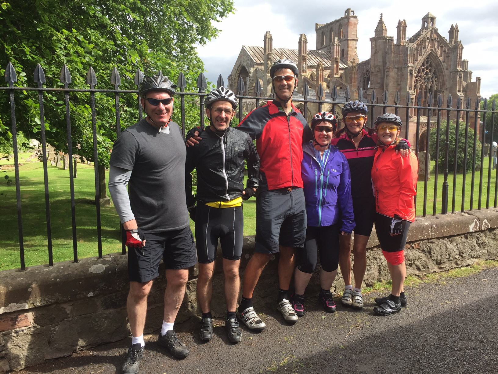 The team looking fresh outside Melrose Abbey